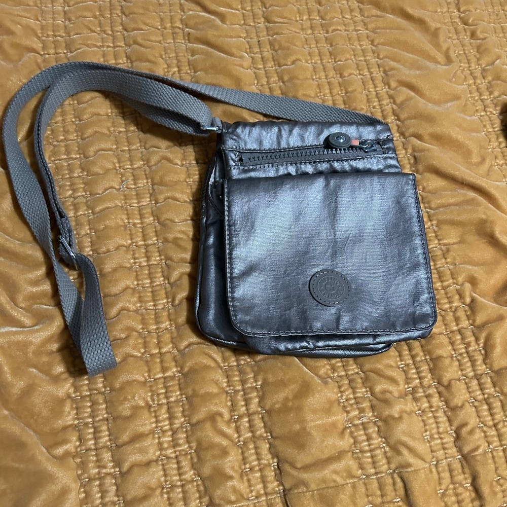 Kipling pewter metallic crossbody